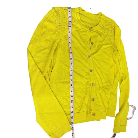 Escada Chartreuse Button Front Knit Cardigan Size L Made in Italy - Picture 9 of 13